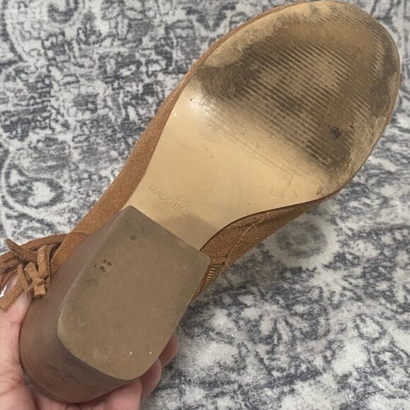 Steve Madden Baine Open Toe Suede Ankle Booties Cognac Brown Size 8 - Picture 7 of 7